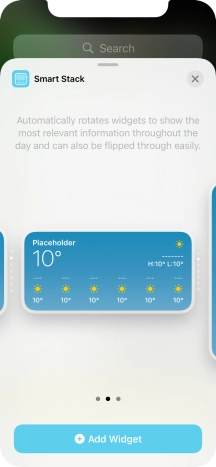Slide your finger right or left on the screen to select the required widget size.