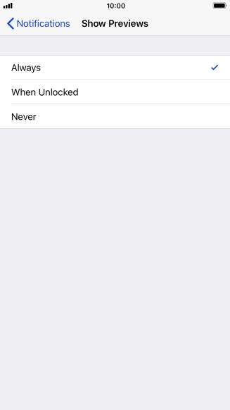 To select notification preview on the lock screen, press Always.