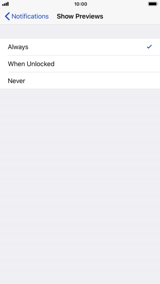 To select notification preview on the lock screen, press Always.