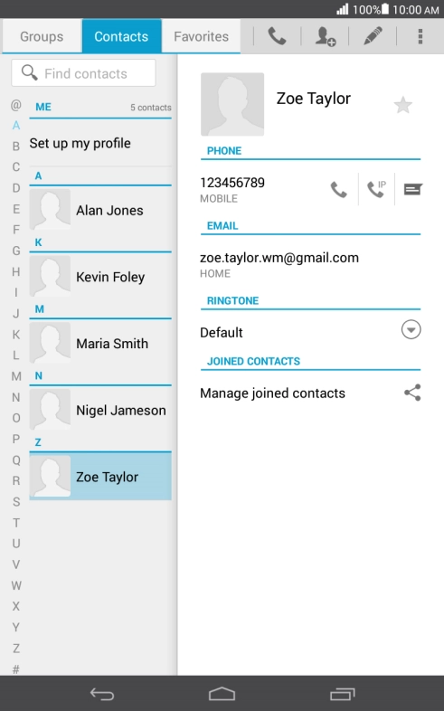 Press the required phone number.