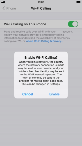 If you turn on the function, press Enable.