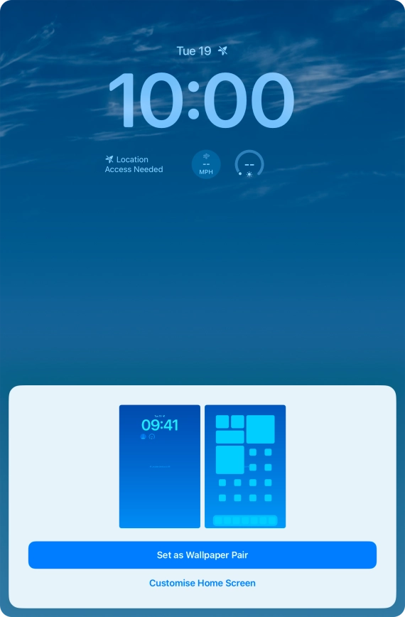 To use the same colour theme on the home screen, press Set as Wallpaper Pair.