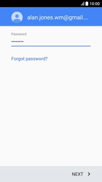 Press NEXT and follow the instructions on the screen to select settings for your Google account.