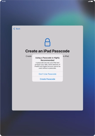 If you turn off the function, press Don't Use Passcode.