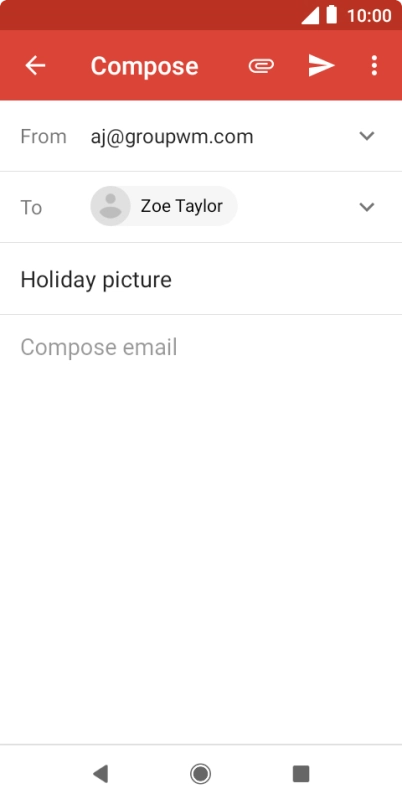 Press the text input field and write the text for your email message.