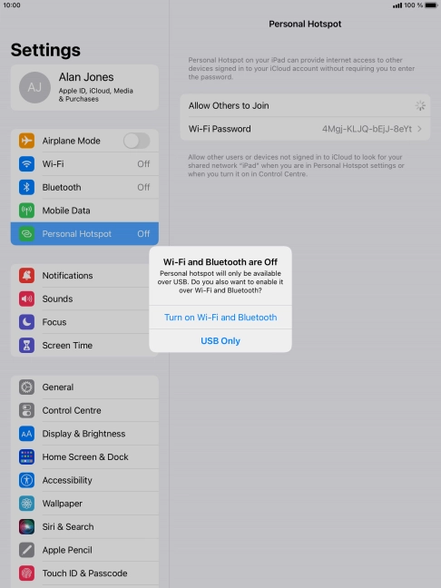 If Wi-Fi is turned off, press Turn on Wi-Fi and Bluetooth.