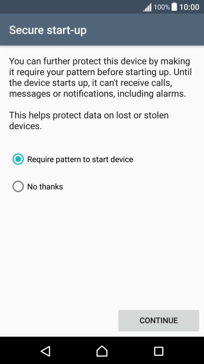 Press the required setting.