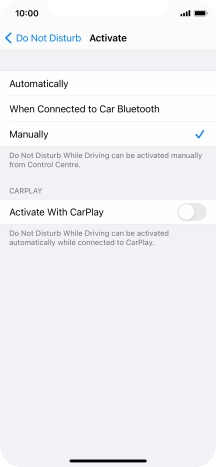 Press the required setting.