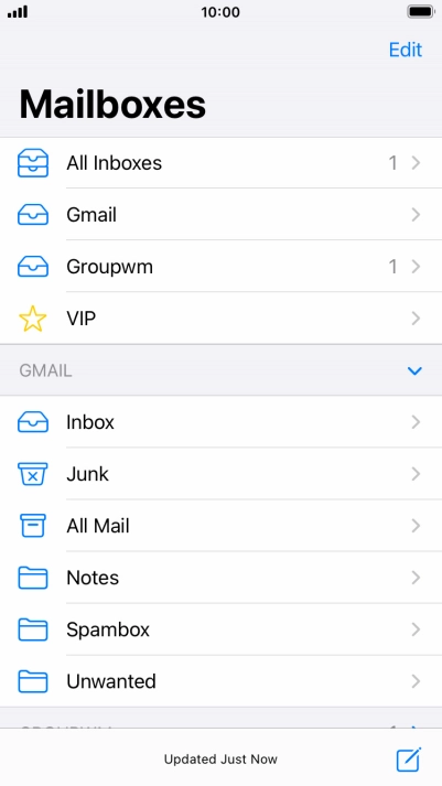 Press the required email account.