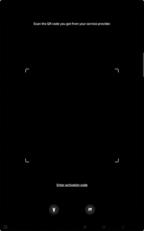 Place the QR code you've received inside the tablet camera frame to scan the code.