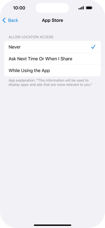 Press the required setting to turn the function on or off.
