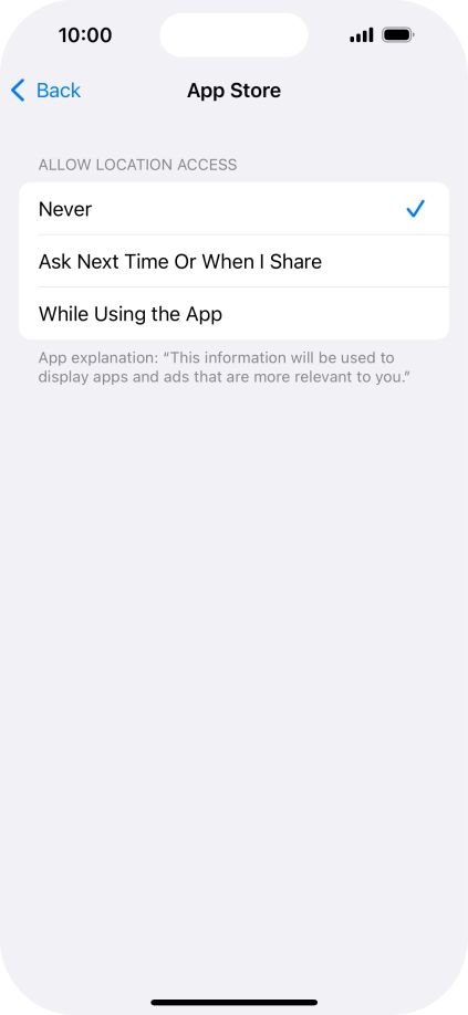 Press the required setting to turn the function on or off.