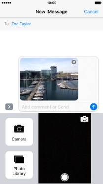 Press the send icon when you've finished your iMessage.