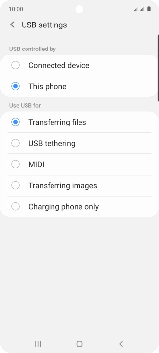 Press Transferring files.