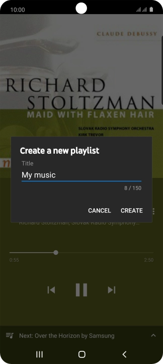Key in a name for the playlist and press CREATE.