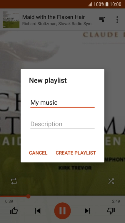 Key in a name for the playlist and press CREATE PLAYLIST.