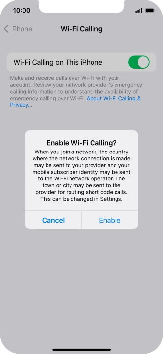 If you turn on the function, press Enable.