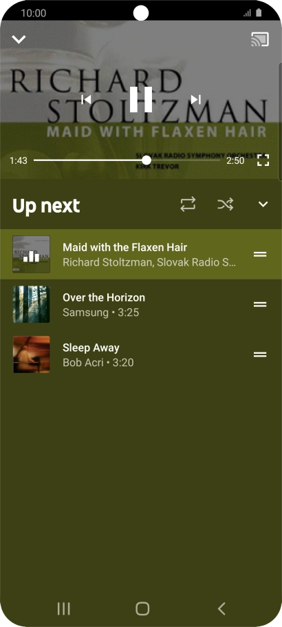 Press the repeat icon to turn the function on or off.