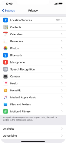 Press Location Services.