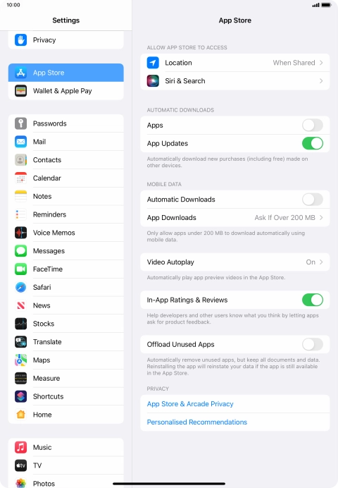 Press the indicators to turn the function on or off.