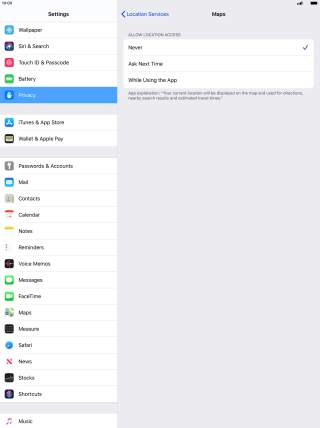 Press the required setting to turn the function on or off.
