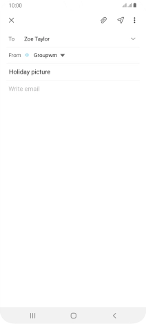 Press the text input field and write the text for your email message.