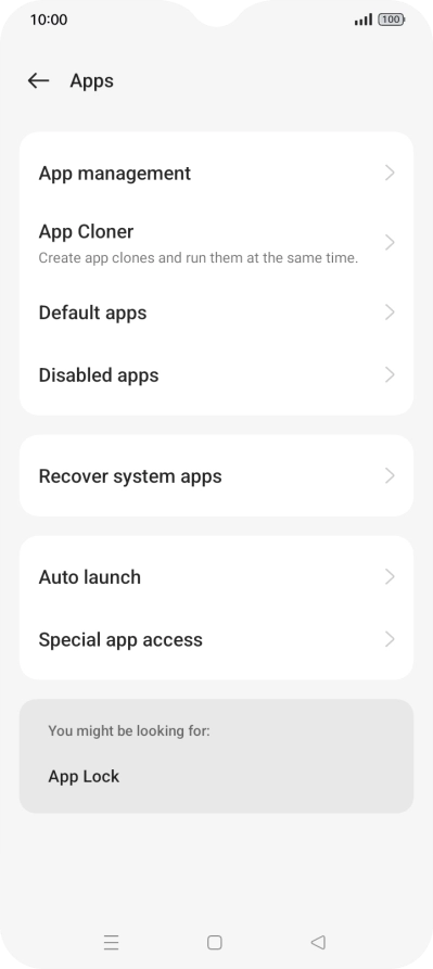 Press App management.