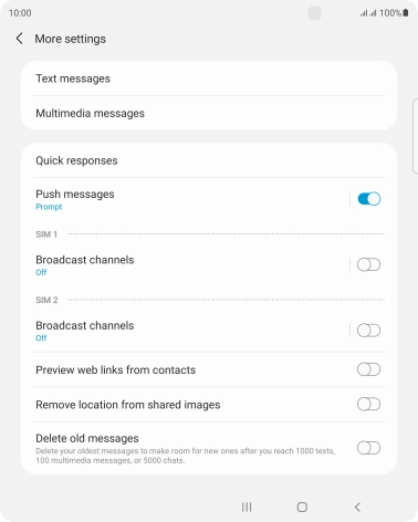 Press Text messages.