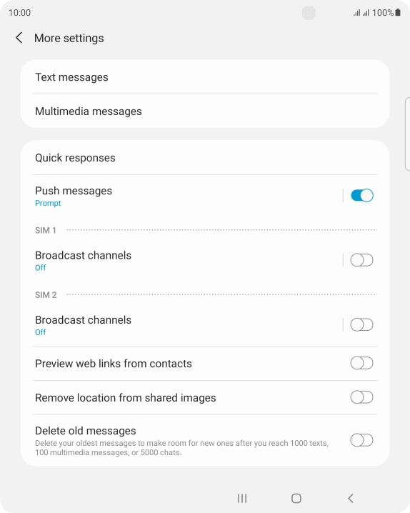 Press Text messages.