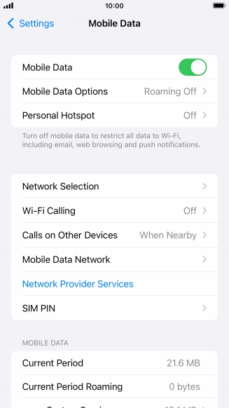Press Mobile Data Options.