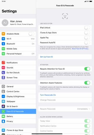 Press Turn Passcode On and key in a lock code of your own choice twice.