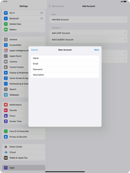 Press Description and key in the required name.
