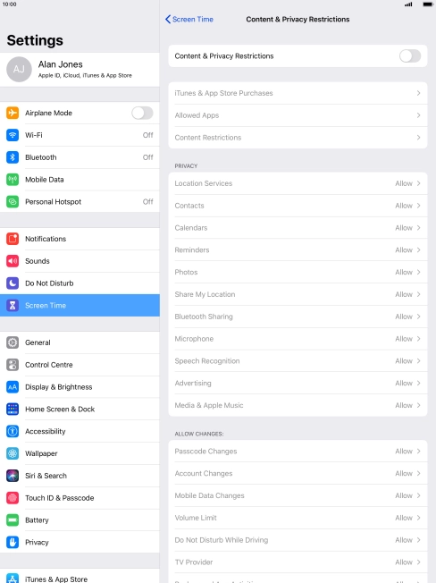 Press the indicator next to 