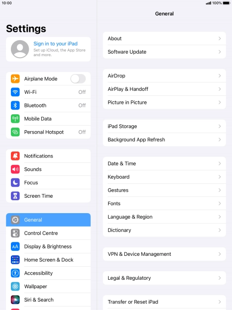Press Sign in to your iPad.