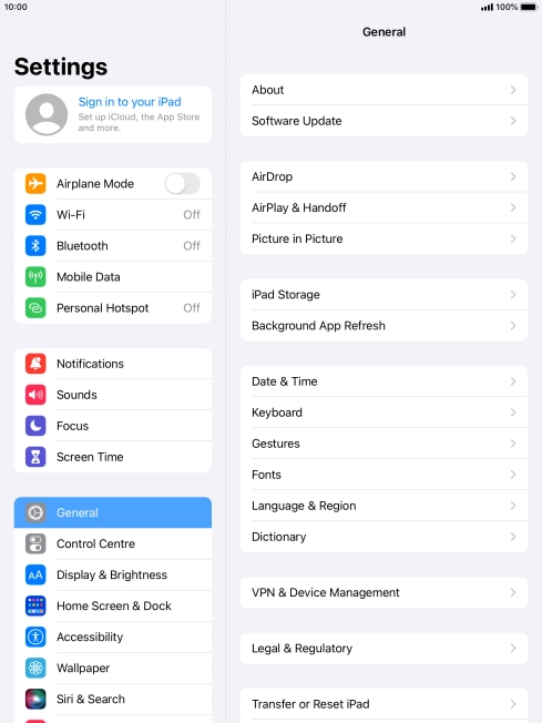 Press Sign in to your iPad.