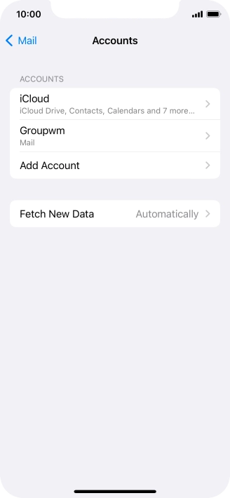 Press the name of the email account you've just set up.