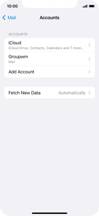 Press the name of the email account you've just set up.