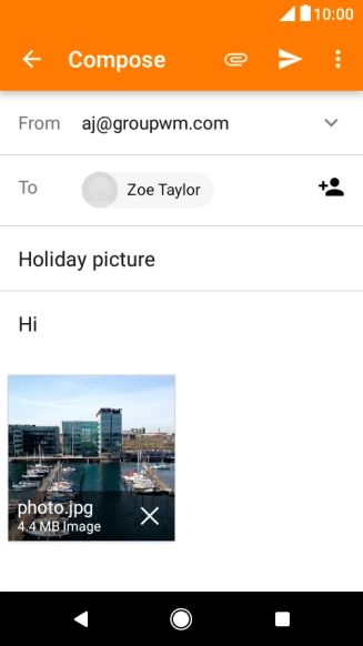 Press the send icon when you've finished your email message.