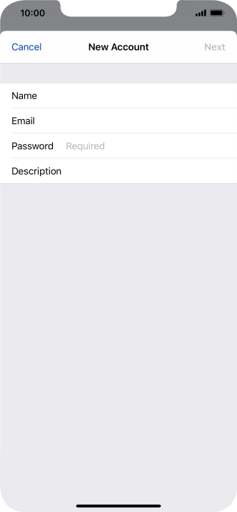 Press Password and key in the password for your email account.