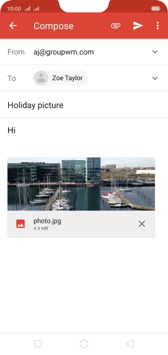 Press the send icon when you've finished your email message.