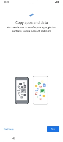 You can transfer the contents of another phone to your phone when it's activated for the first time and after a factory reset. When this screen is displayed, your phone is ready to transfer contents from another phone.