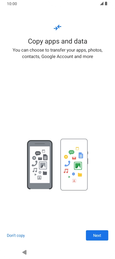 You can transfer the contents of another phone to your phone when it's activated for the first time and after a factory reset. When this screen is displayed, your phone is ready to transfer contents from another phone.