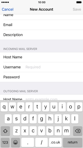 Press Username and key in the username for your email account.