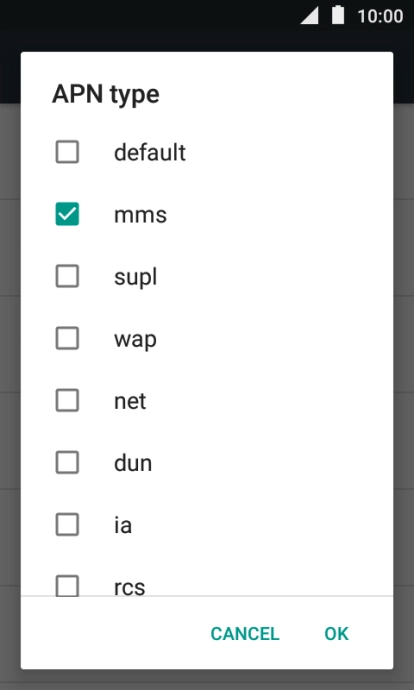 Make sure only mms is selected.
