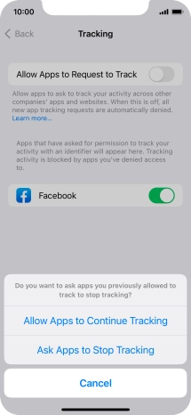 If you turn off the function, press the required setting.