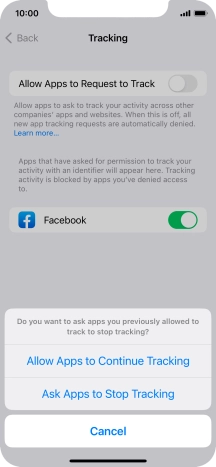 If you turn off the function, press the required setting.
