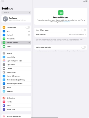 Press Wi-Fi Password and key in the required password.