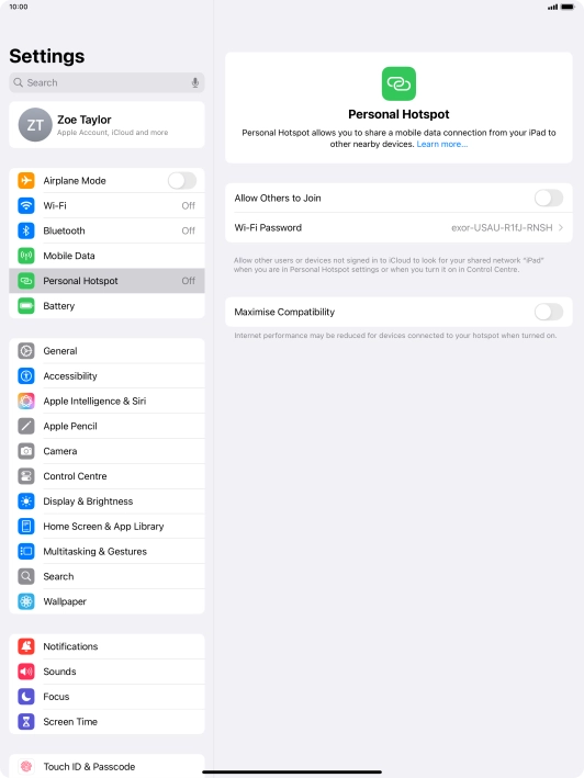 Press Wi-Fi Password and key in the required password.