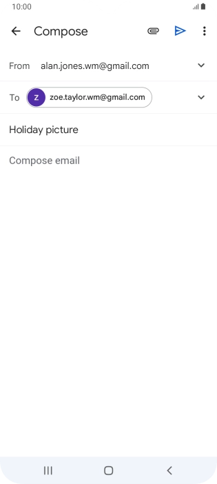 Press the text input field and write the text for your email message.