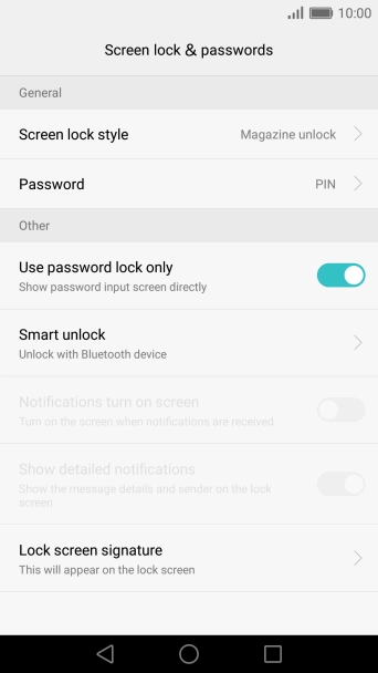 Press Password and key in the current phone lock code.